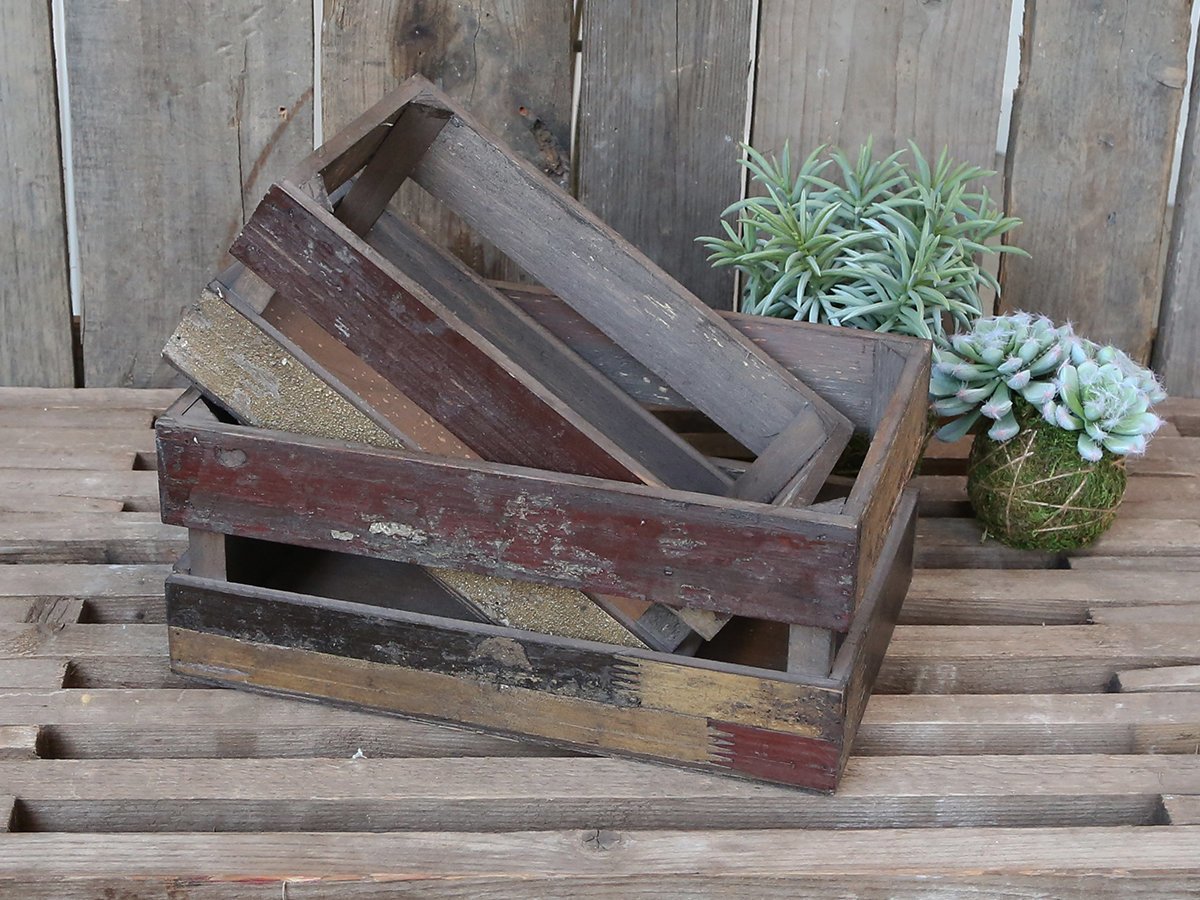 Chic Antique Alte Franz. Apfel-Kiste 2er Set