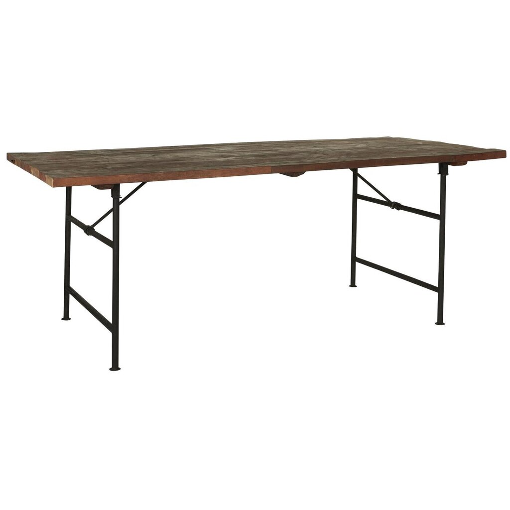 Langer Tisch Unika mit Holzplatte und Metallgestell