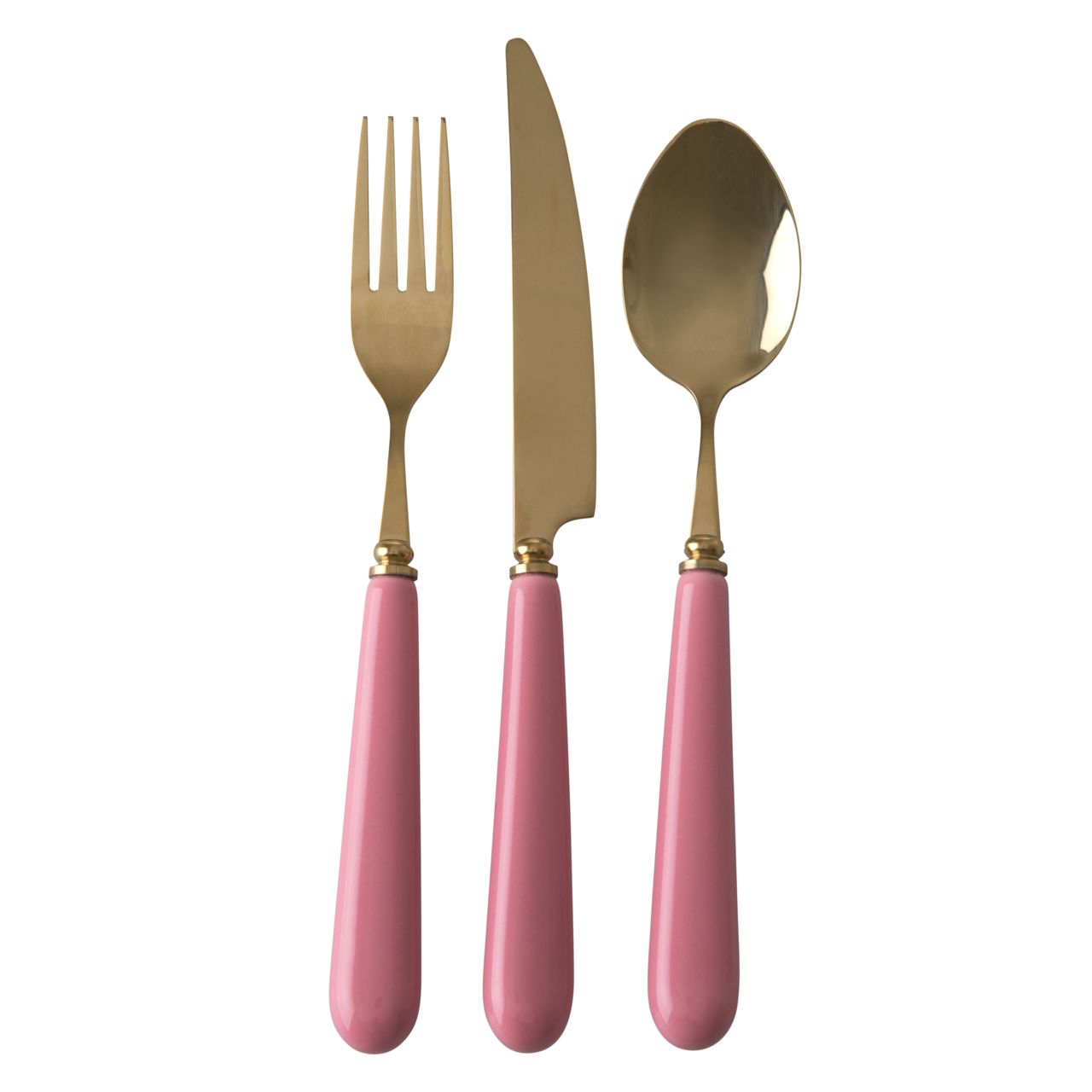 Besteck Set 3-teilig Messing Look mit Keramik Griff