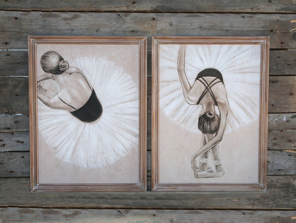 Chic Antique Bilder mit Ballerina 2er Satz