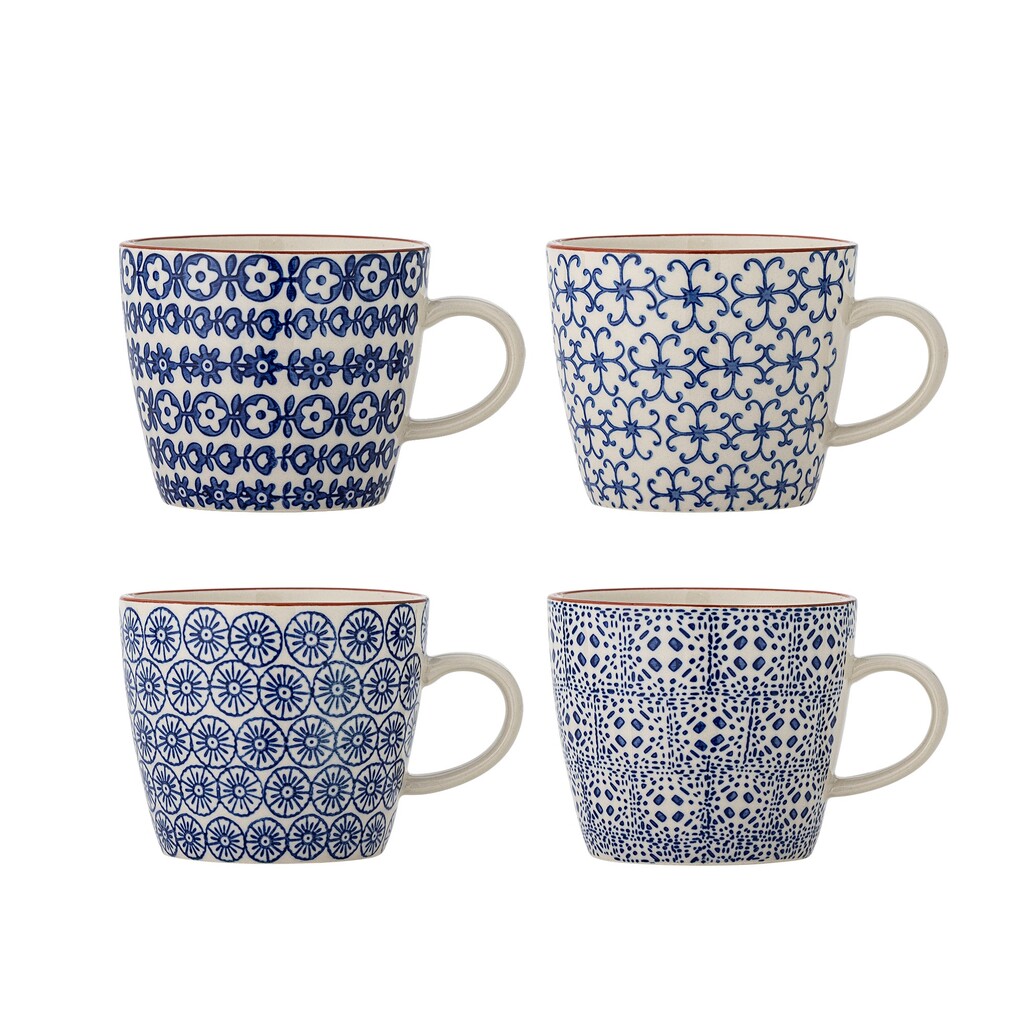 Bloomingville Karine Becher Set aus Steingut, Blau – 4er-Set im Hygge-Stil online kaufen bei SKANDEKO