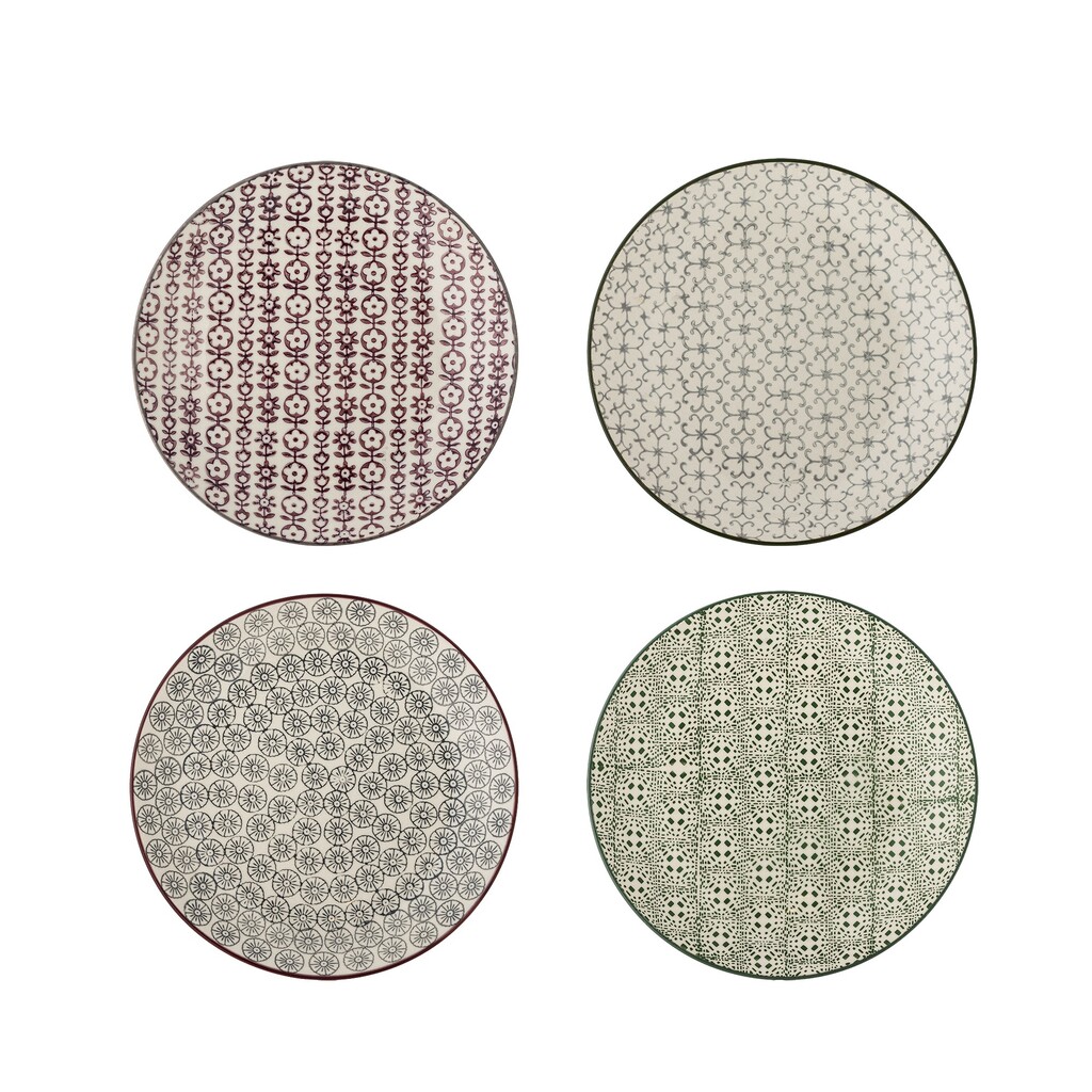 Bloomingville Karine Dessert Teller 4er-Set, Bunt, Steingut online kaufen bei SKANDEKO