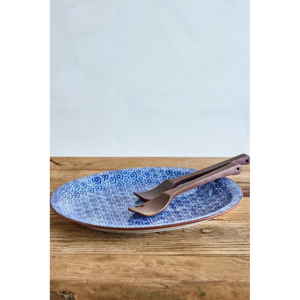 Bloomingville Karine Servierplatte aus Steingut, Blau – Skandinavischer Landhausstil