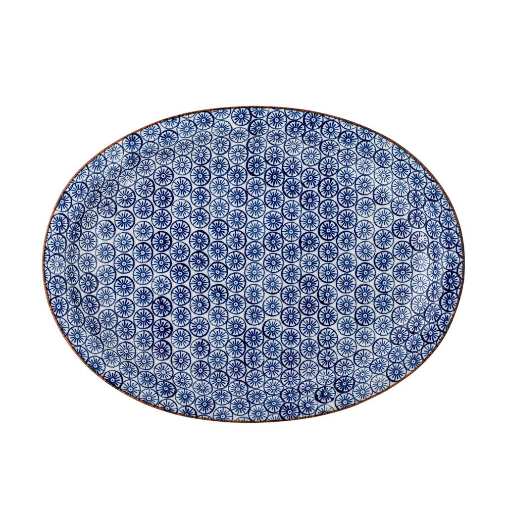 Bloomingville Karine Servierplatte aus Steingut, Blau – Skandinavischer Landhausstil