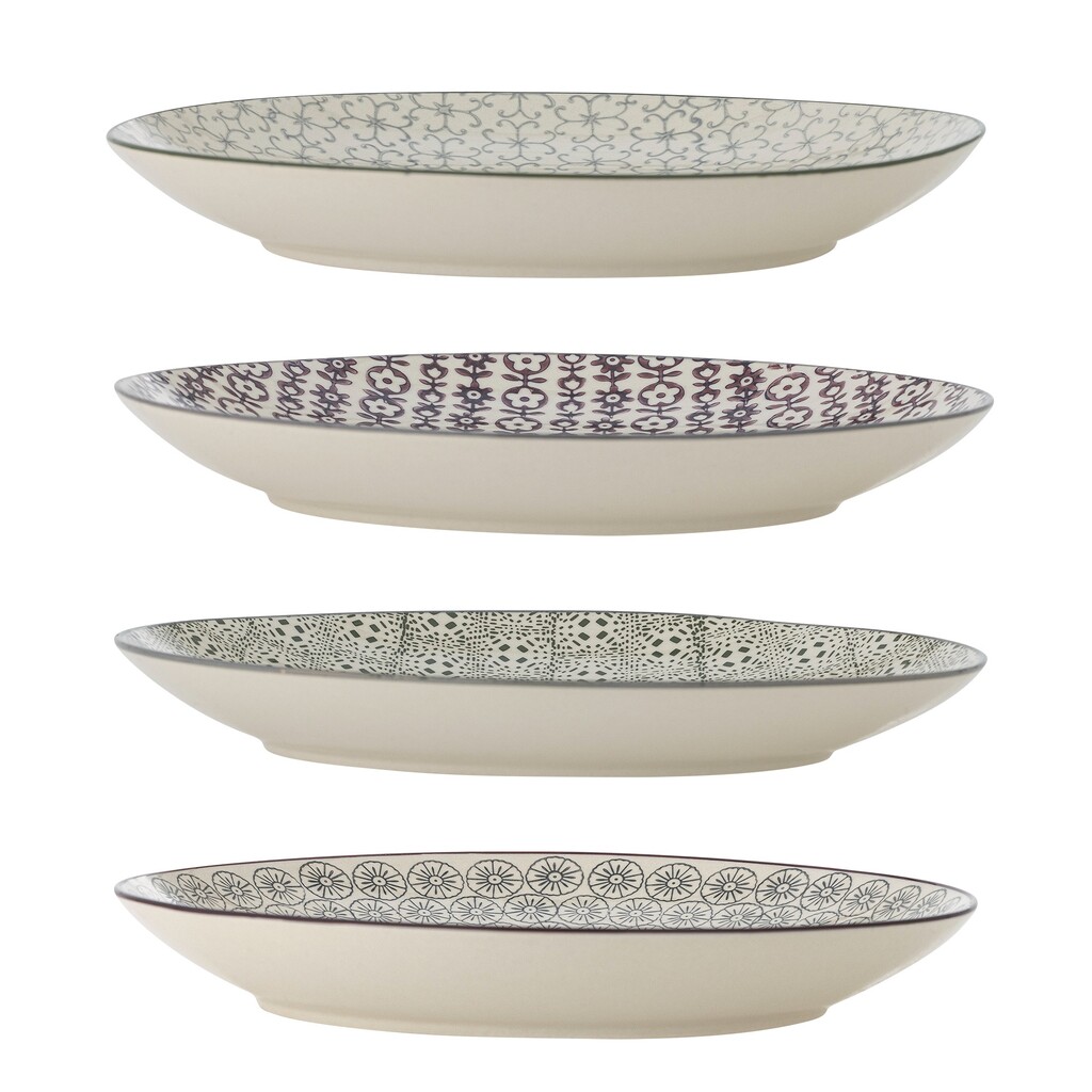 Bloomingville Karine Speiseteller 4er-Set, Bunt Steingut