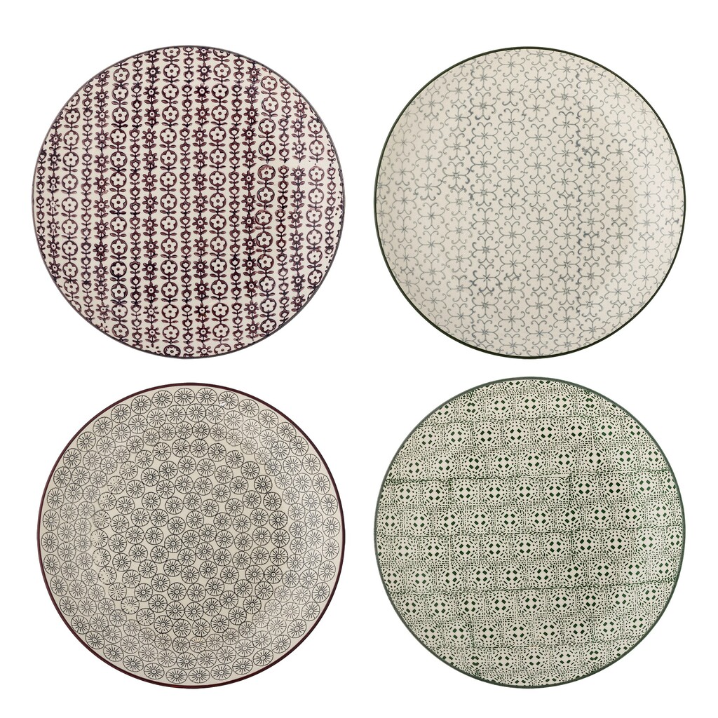 Bloomingville Karine Speiseteller 4er-Set, Bunt Steingut online kaufen bei SKANDEKO