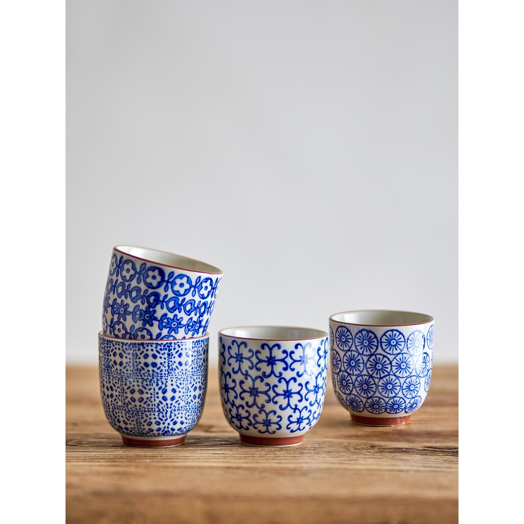 Bloomingville Karine Tasse aus Steingut – Blau, 4er-Set