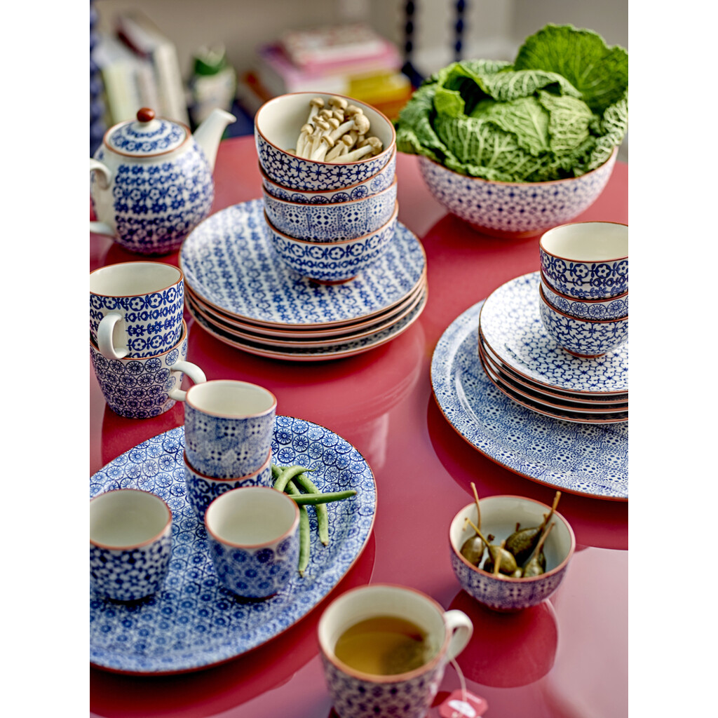 Bloomingville Karine Speiseteller-Set, Blau - Ø 25 cm - 4er-Set online kaufen bei SKANDEKO (Ansicht 2)