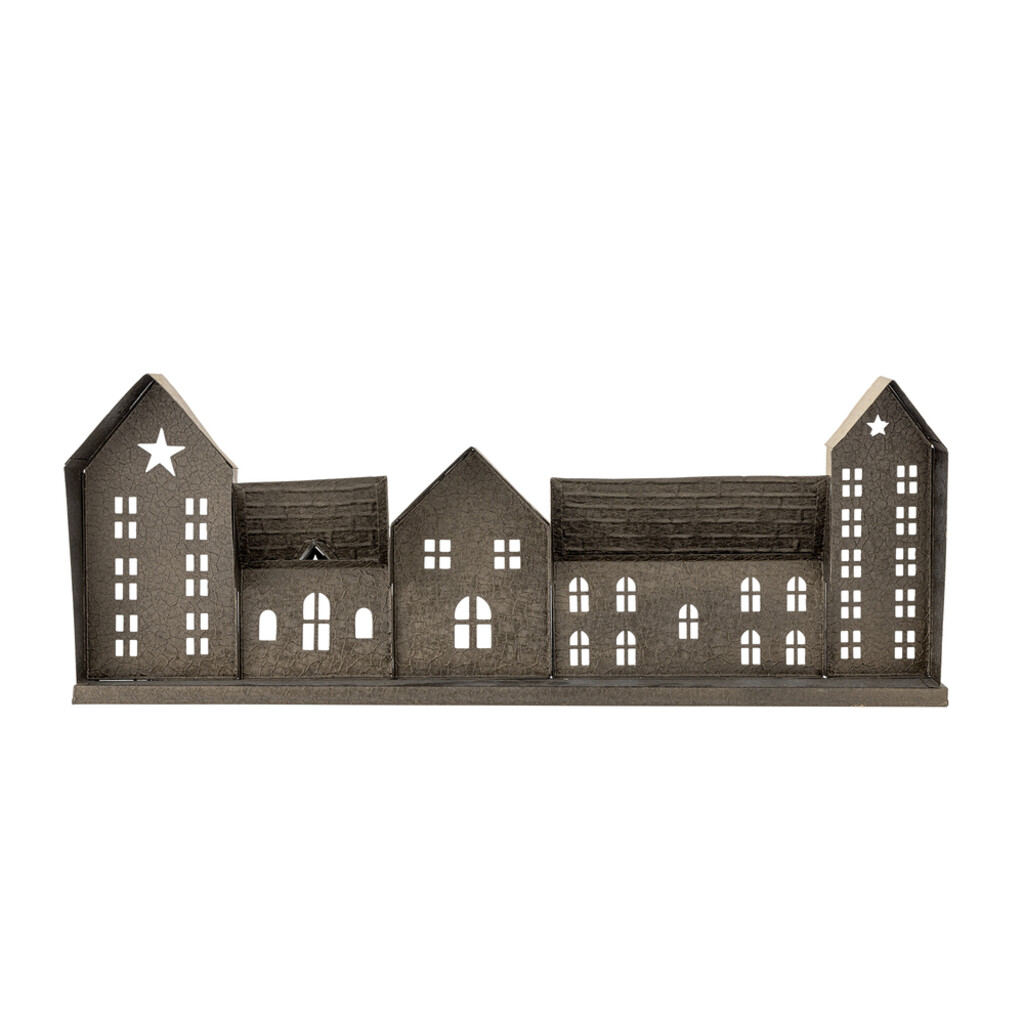 Noeli Teelichthalter Häuserfront Metall