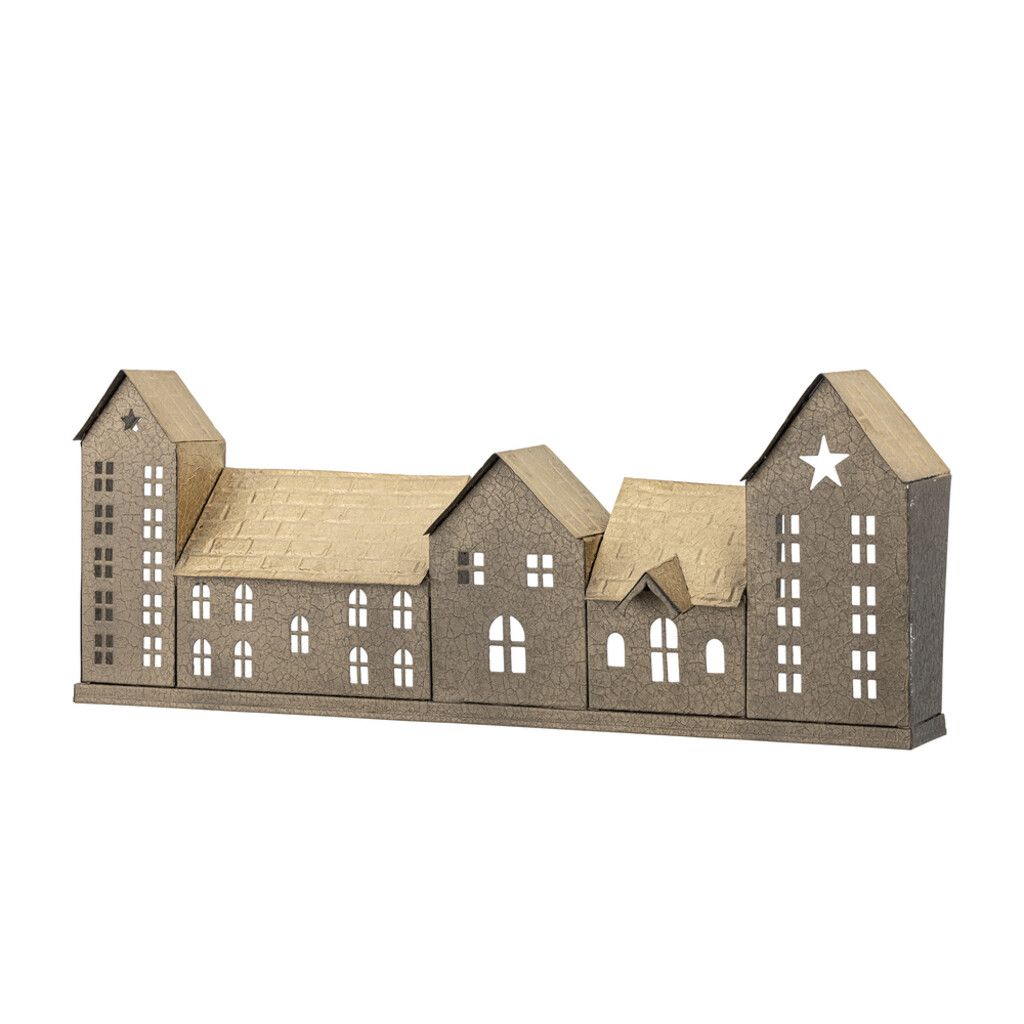 Noeli Teelichthalter Häuserfront Metall