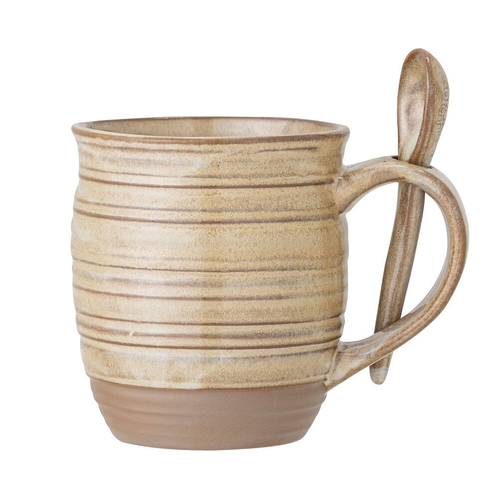 Bloomingville Tasse und Löffel Moss aus Steingut Preview Image