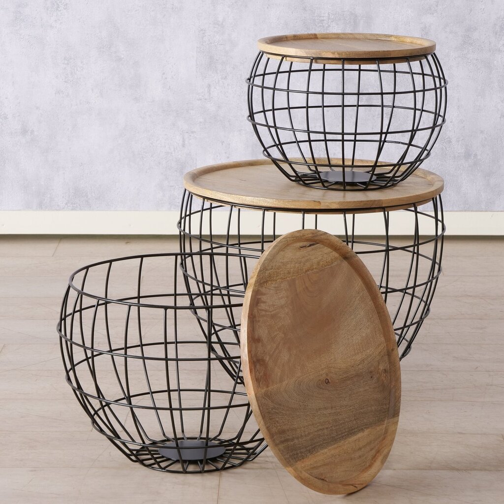 3er Set Tisch Ayris mit Aufbewahrungsmöglichkeit