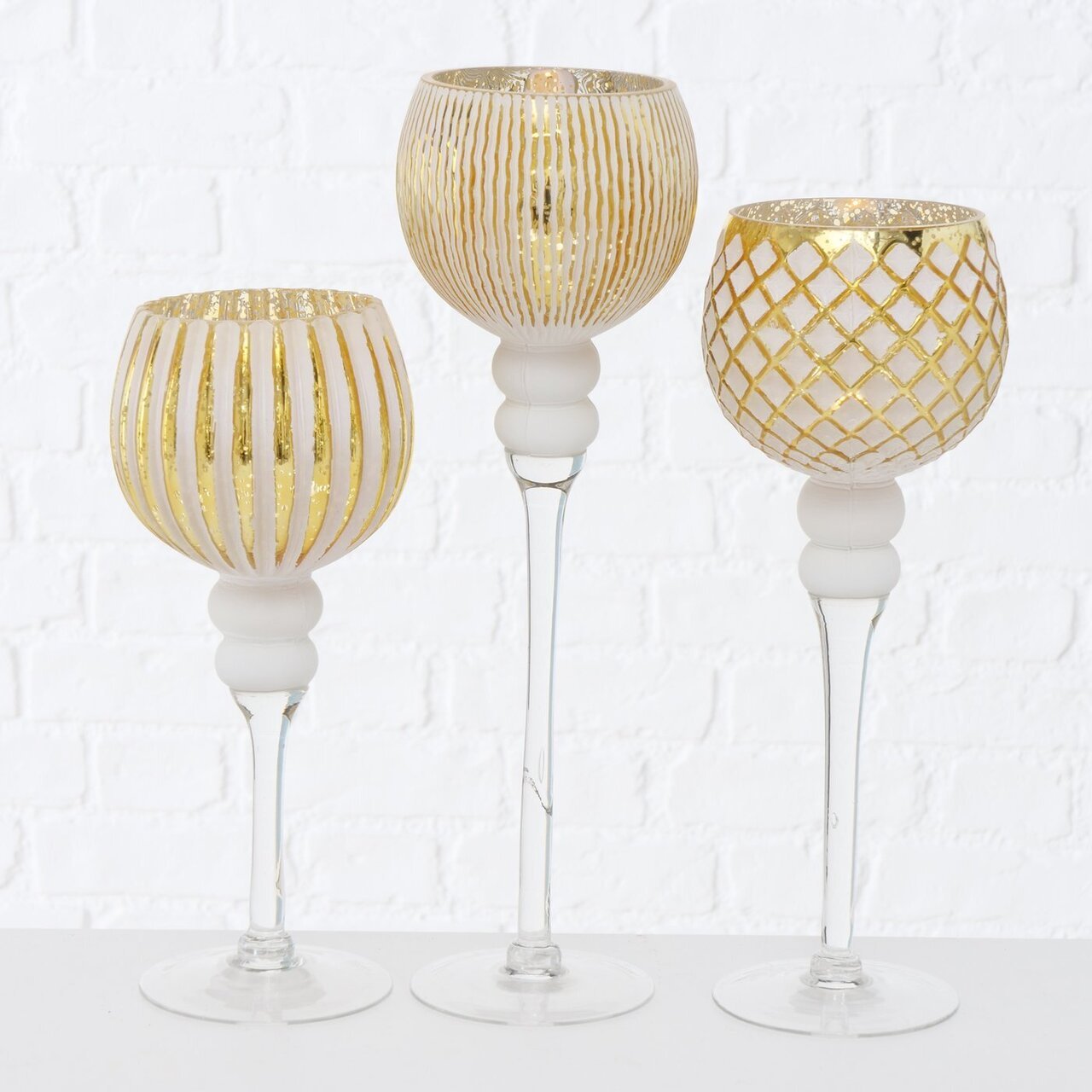 3er Set Windlicht Manou gold