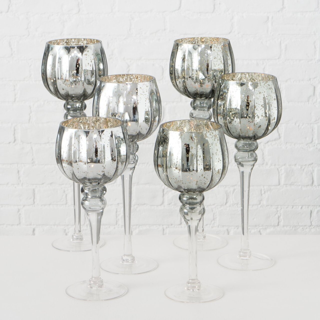 3er Set Windlicht Manou silber