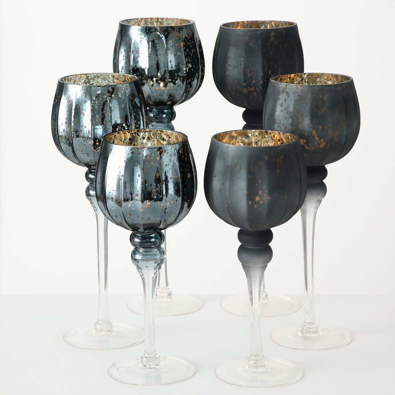 3er Set Windlicht Manou silber