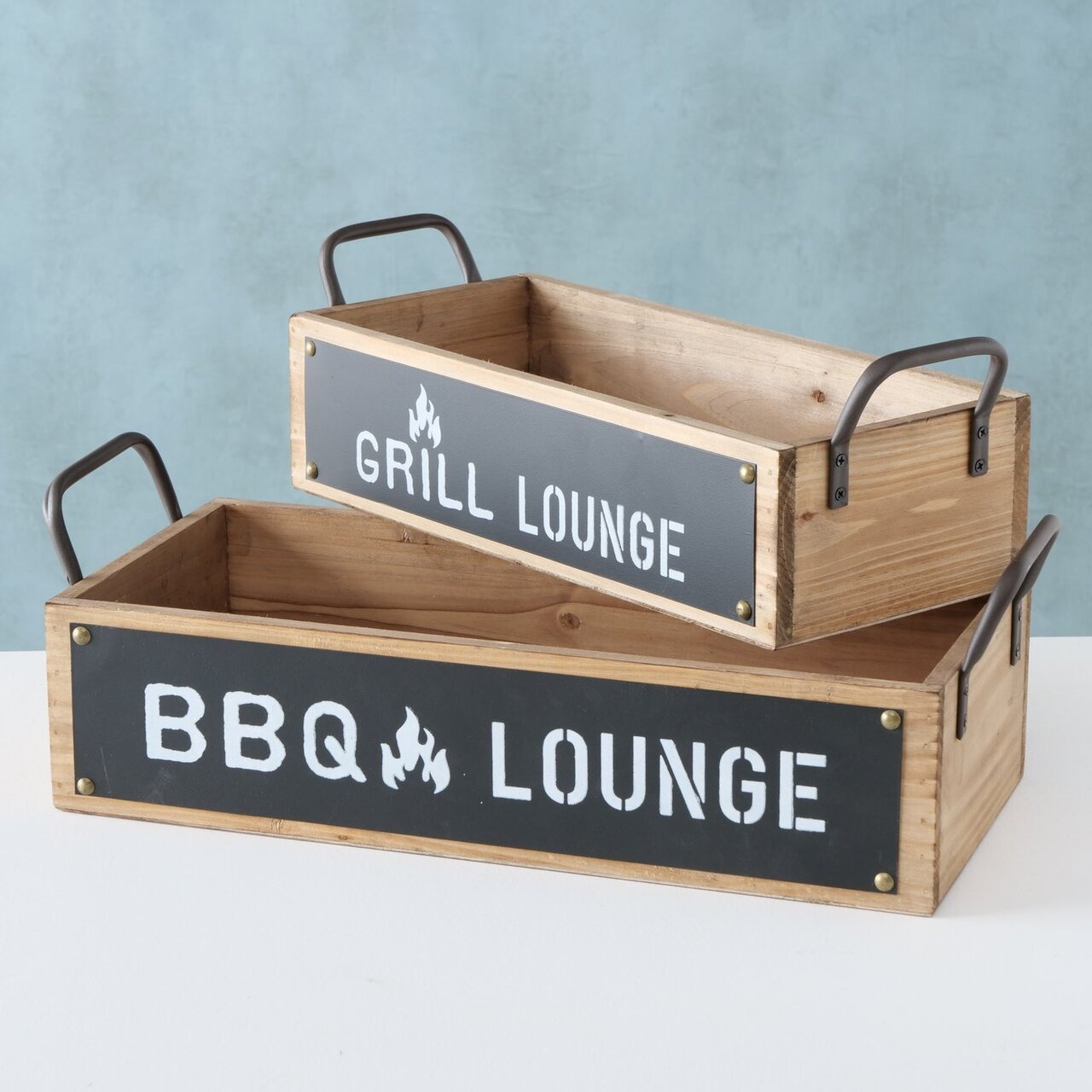 Boltze Holzkiste Holz Tablett Conny 2er Preview Image