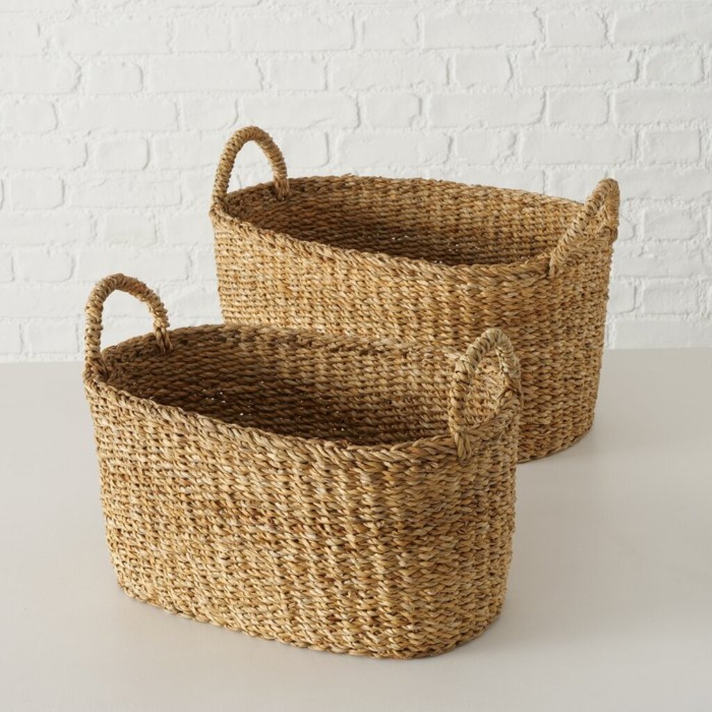 Körbe aus Seegras oval mit Henkel Sophy, 2er Set