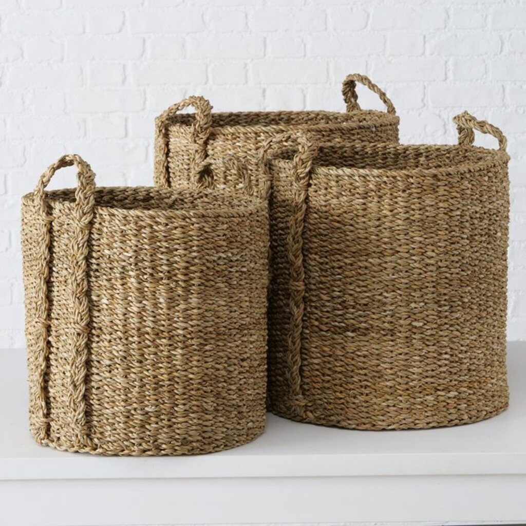 Korbset aus Seegras mit Henkel Sophy, 3 tlg