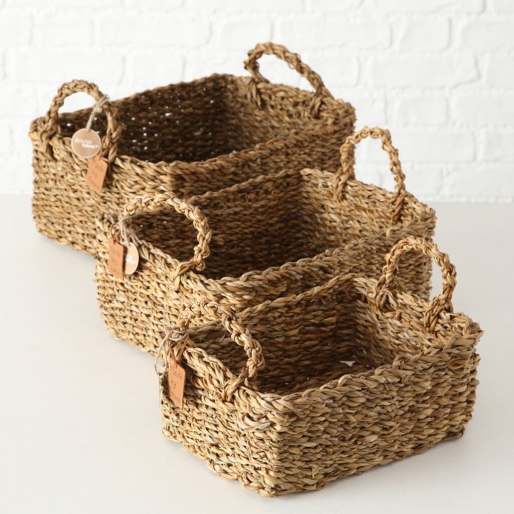 3-teiliges kleines Korbset aus Seegras Sophy