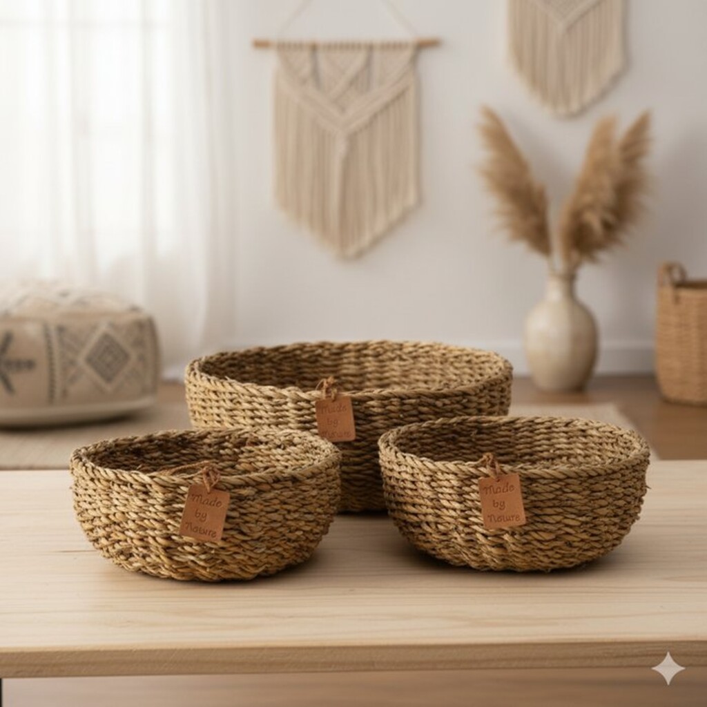 Boltze 3er Set Seegras Körbe Sophy, rund Preview Image