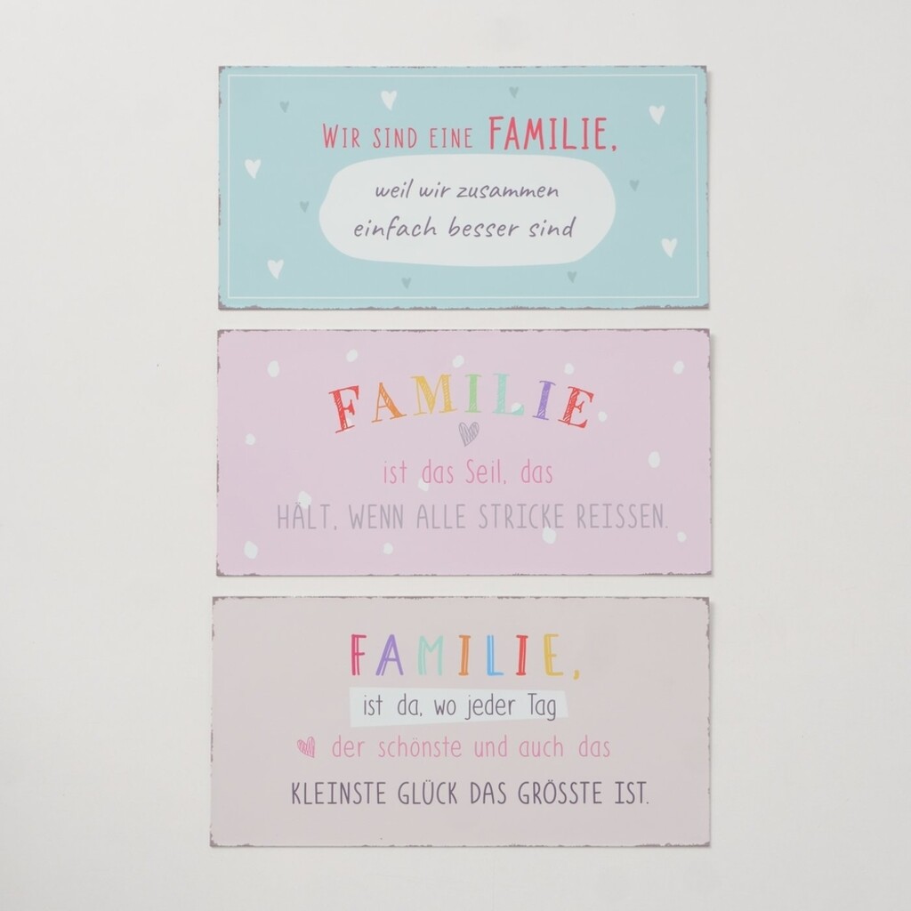 Schild Familie, 3er Set