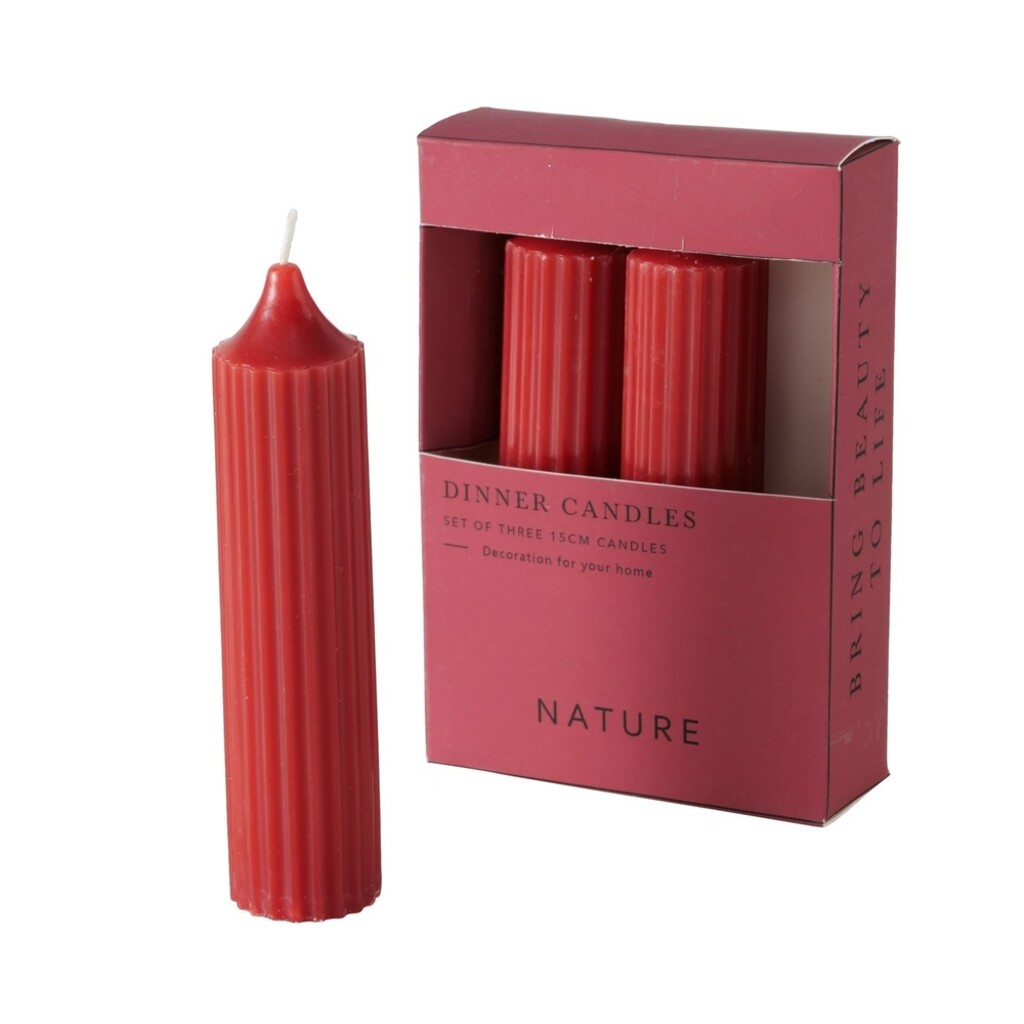 Dicke Stabkerzen Riffly Ø 3,5 cm, 3er Set