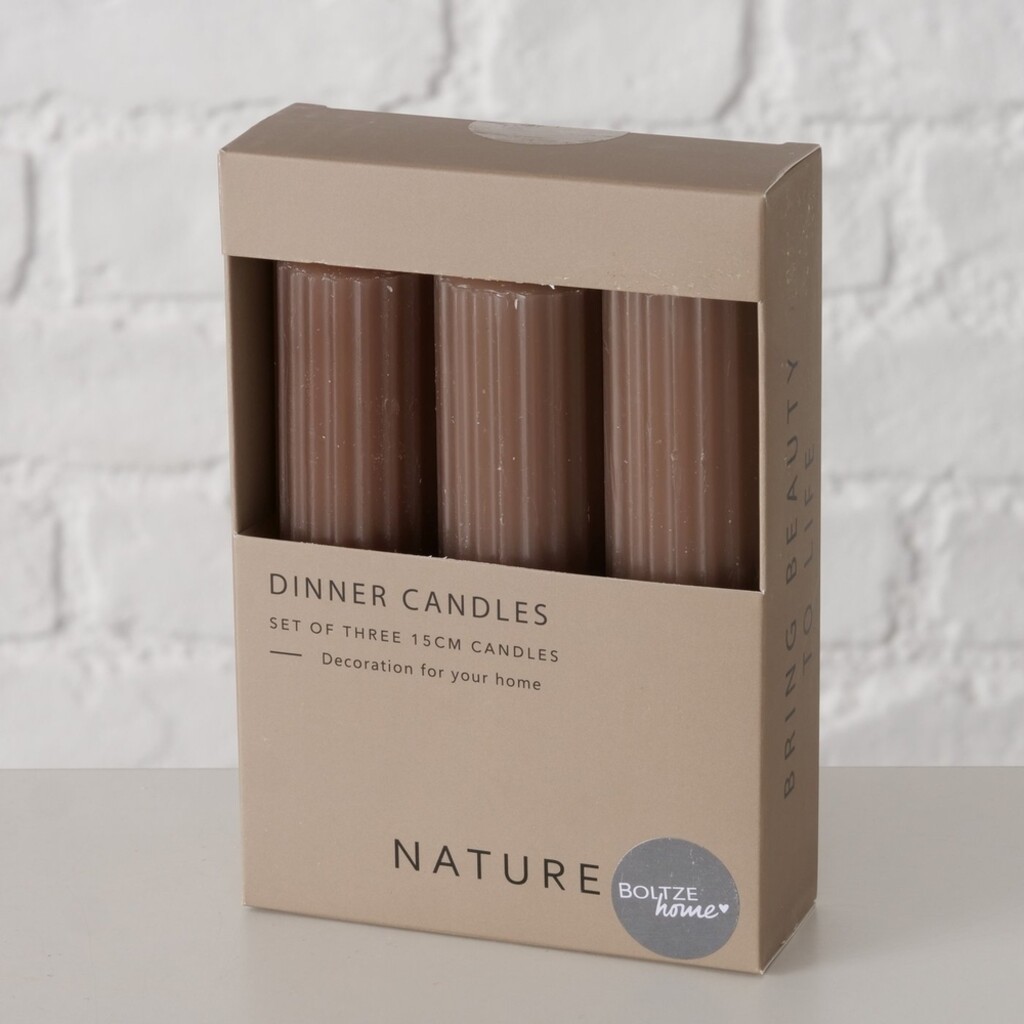 Dicke Stabkerzen Riffly Ø 3,5 cm, 3er Set