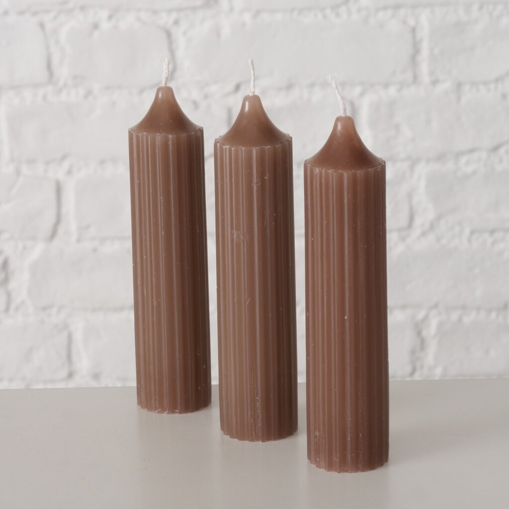 Dicke Stabkerzen Riffly Ø 3,5 cm, 3er Set
