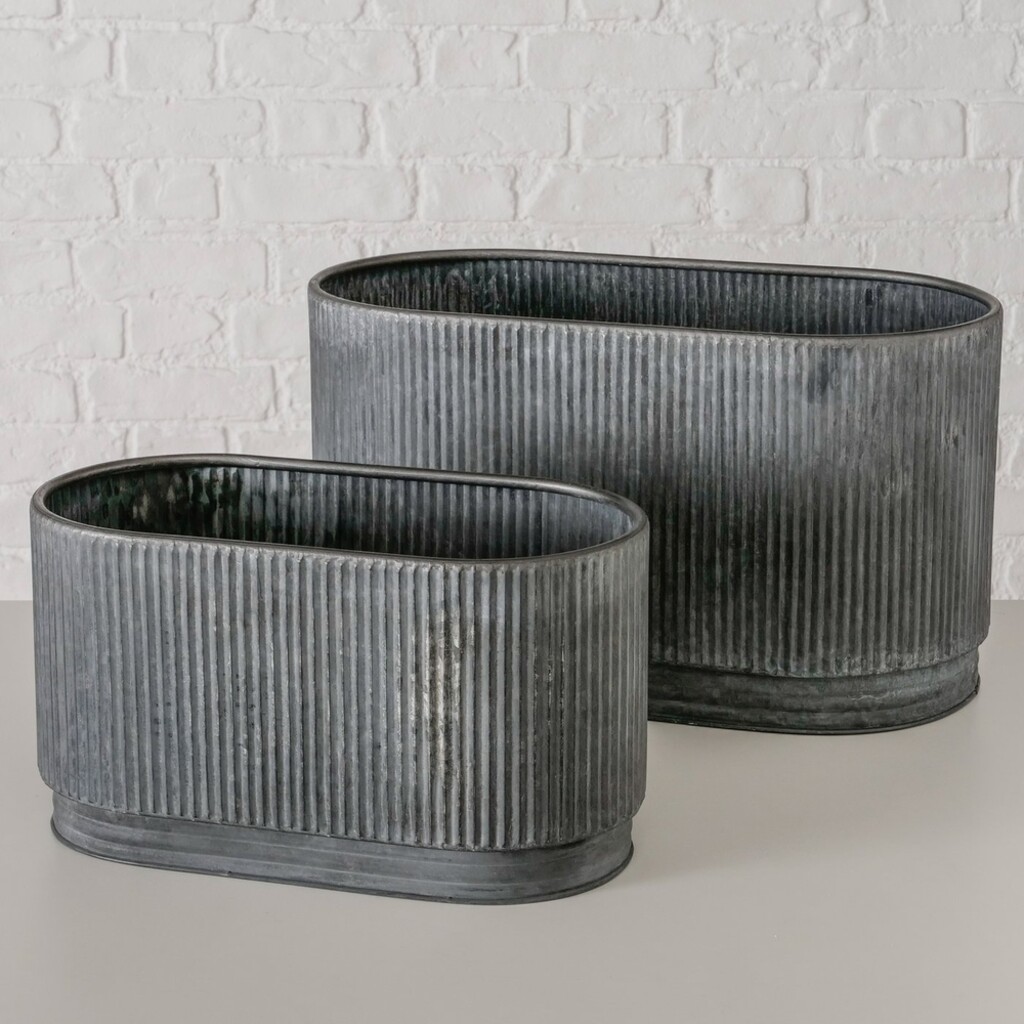 Metall Übertopf Bionda länglich, 2er Set