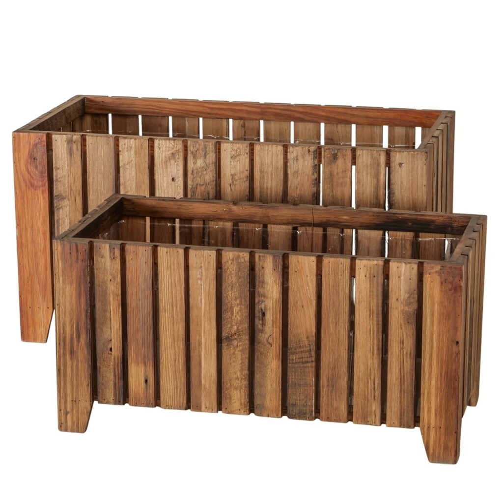 Outdoor Übertopf Nando 2er Set aus Holz