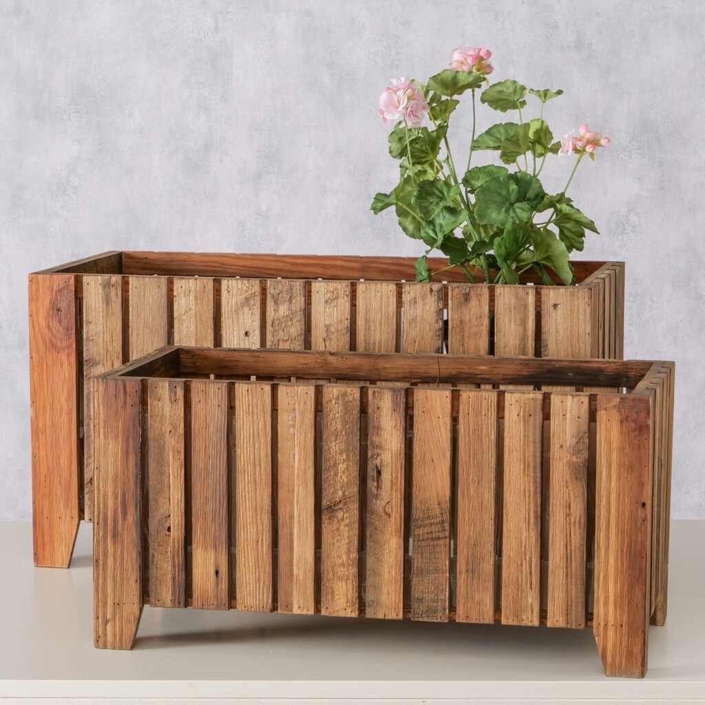 Outdoor Übertopf Nando 2er Set aus Holz