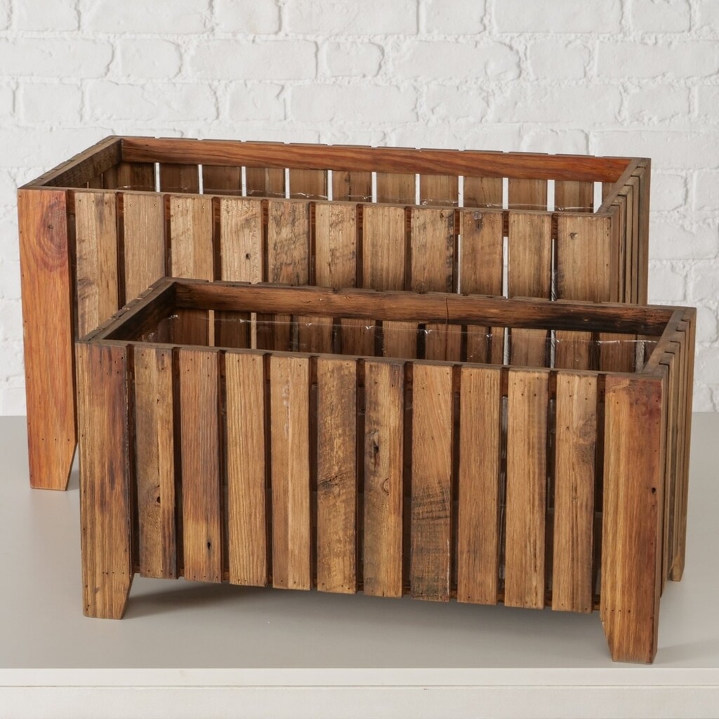 Outdoor Übertopf Nando 2er Set aus Holz