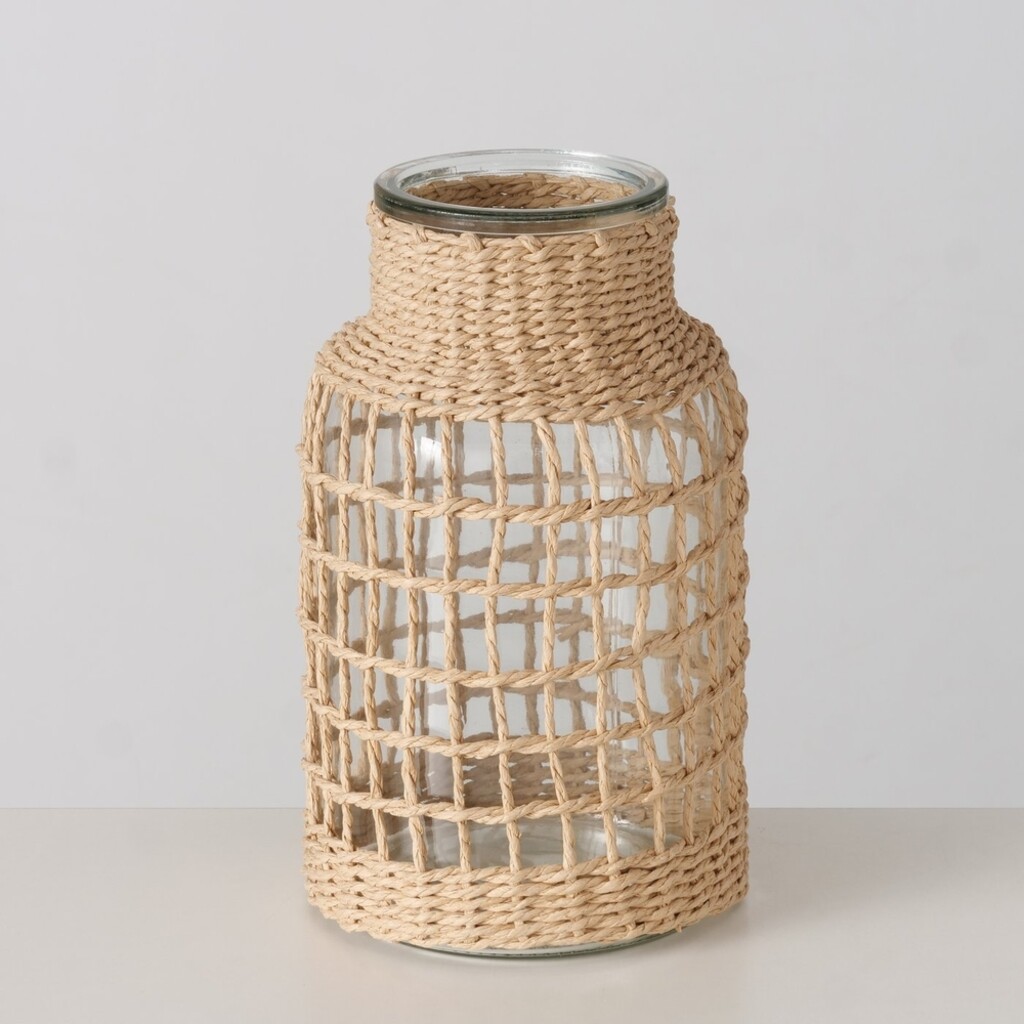 Vase Stola aus Glas, umflochten