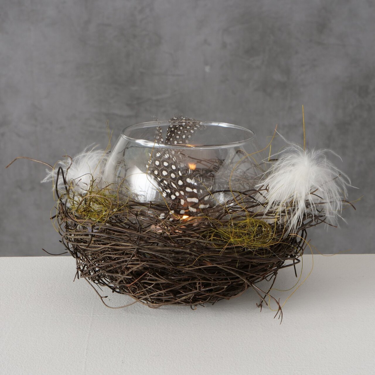 Windlicht Emil mit Federn