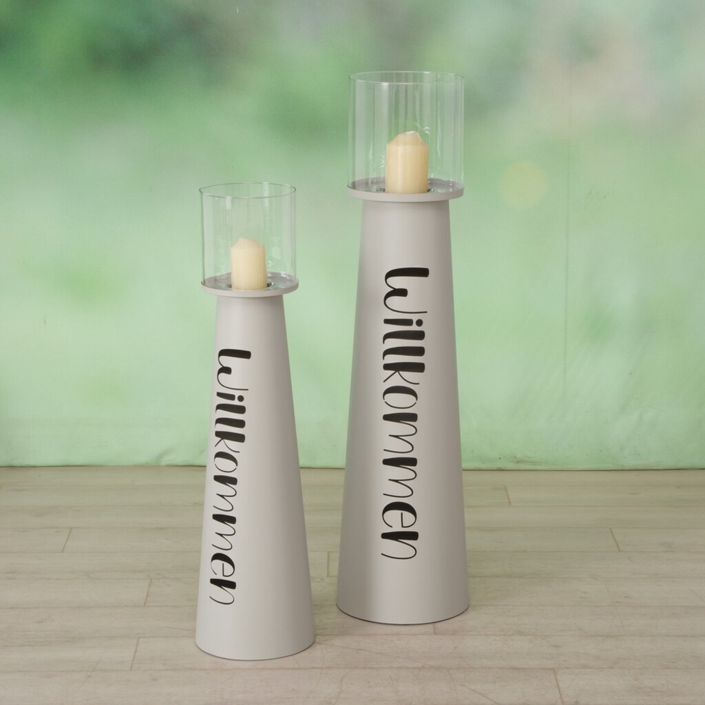 Windlicht Willkommen aus Eisen, 2er Set