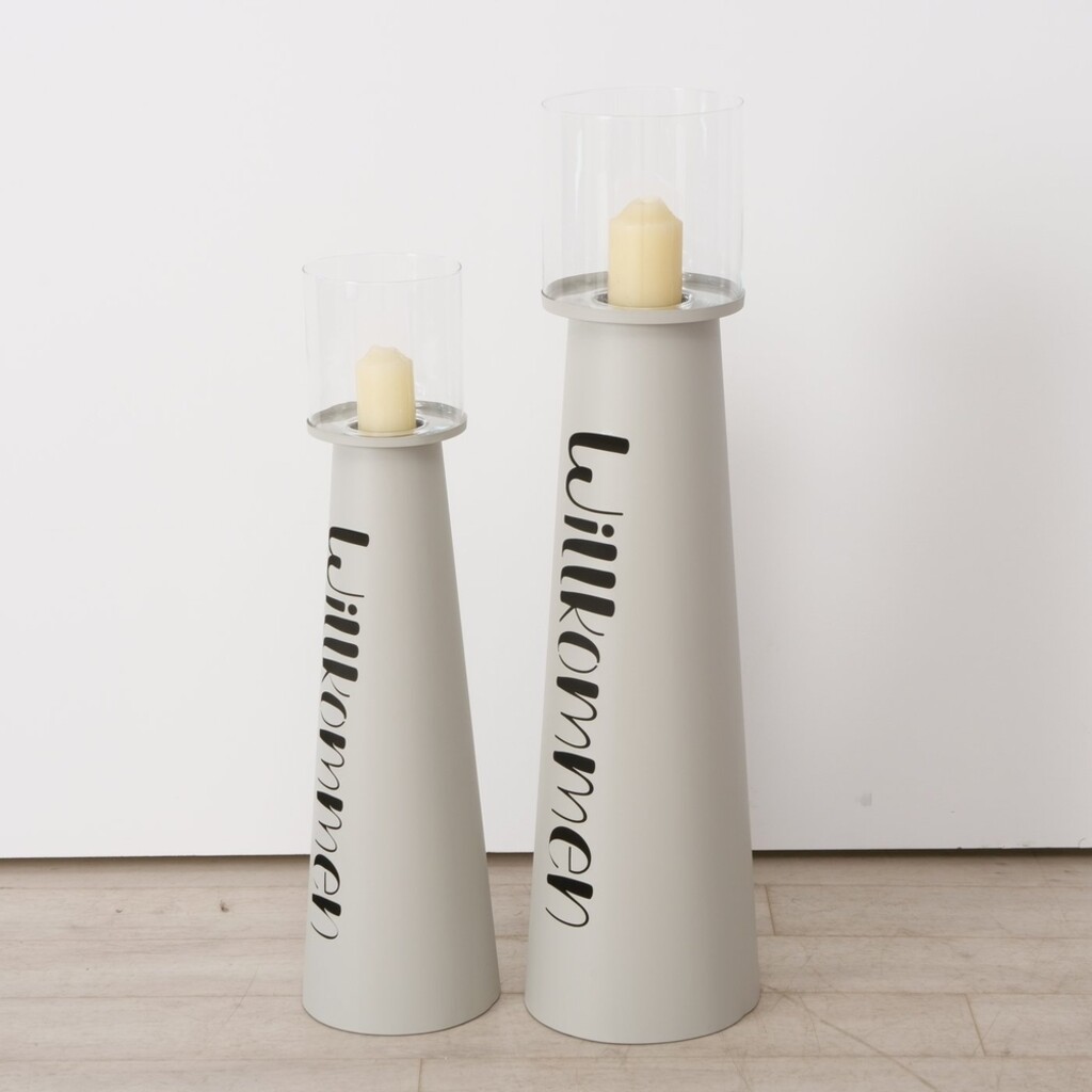 Windlicht Willkommen aus Eisen, 2er Set