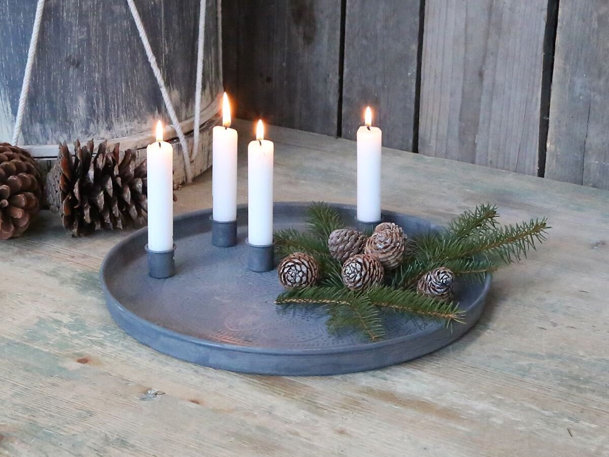 Chic Antique Advents Teller mit Magnet Kerzenhaltern Preview Image