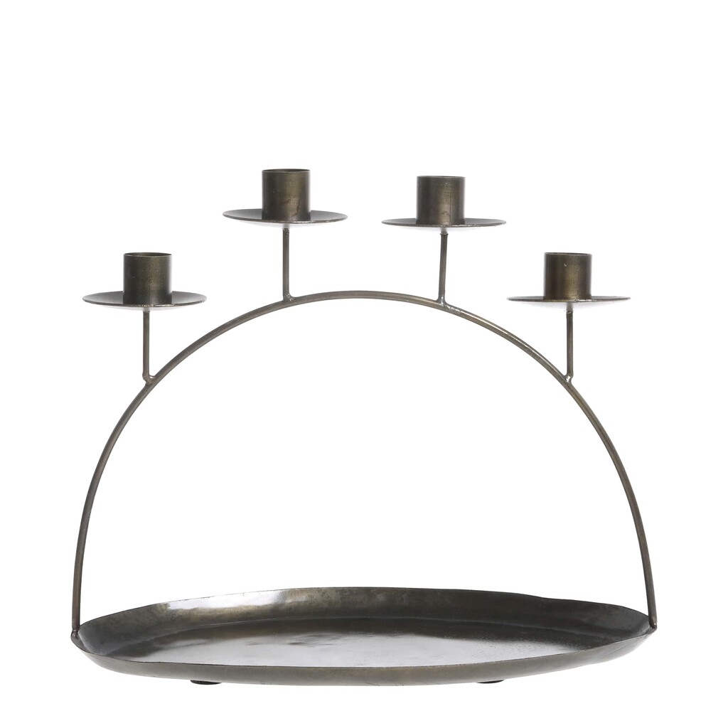 Adventskerzenständer mit Tablett Antique Messing