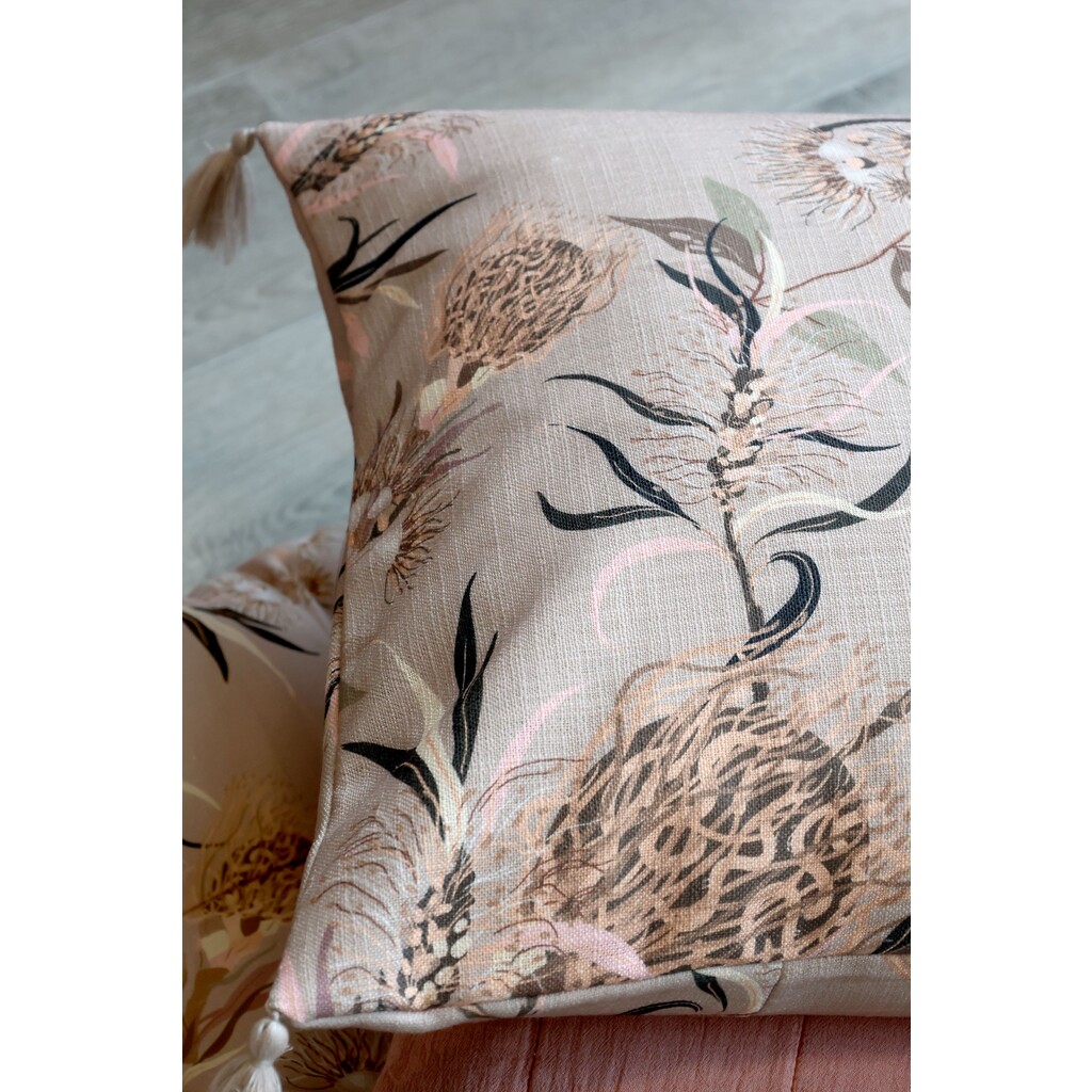 Aix Kissenbezug Blumenmotiv 2 mit Quasten