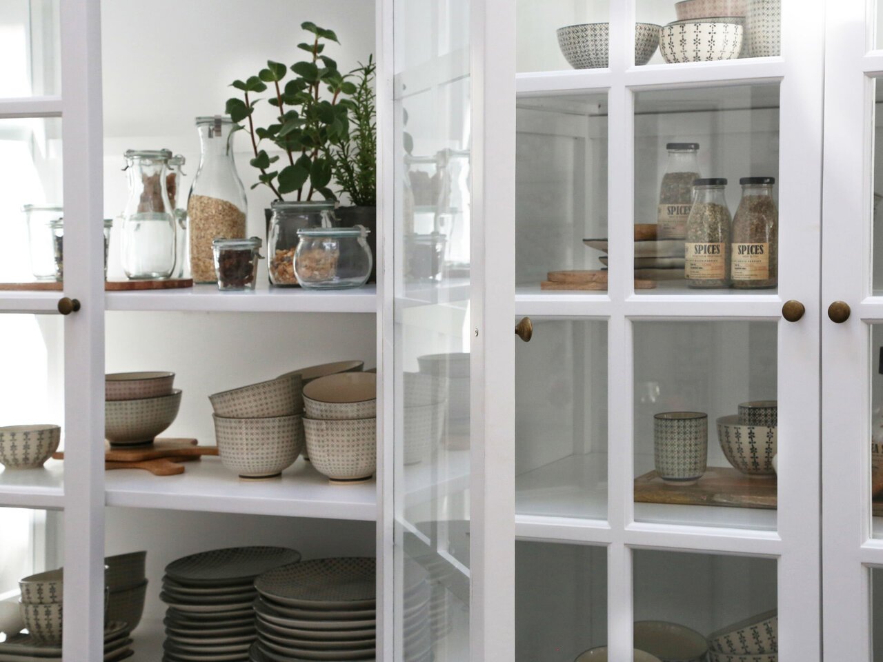 Chic Antique antiker Vitrinenschrank Marseille 8 Türen