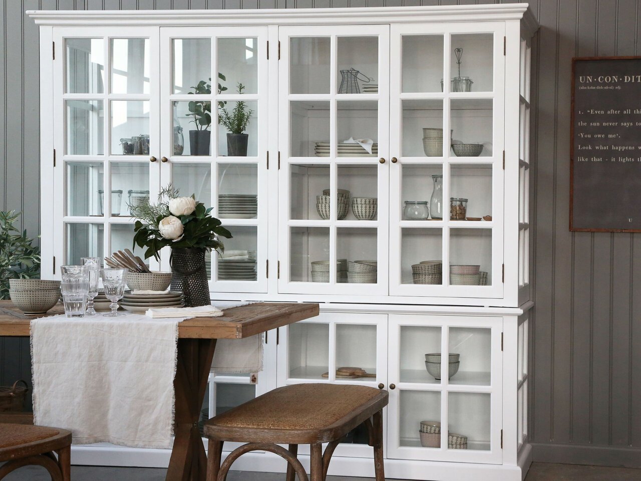 Chic Antique antiker Vitrinenschrank Marseille 8 Türen