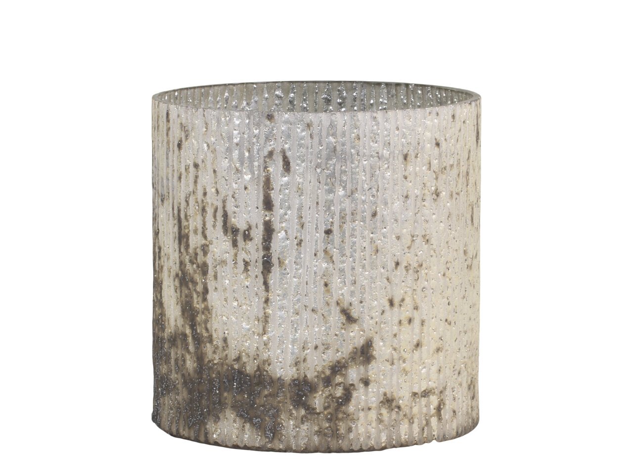 Antikes Windlicht mit Rillen aus Glas