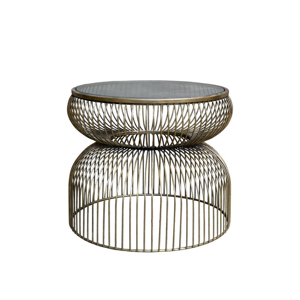 Beistelltisch mit Glasplatte mit Messing Finish