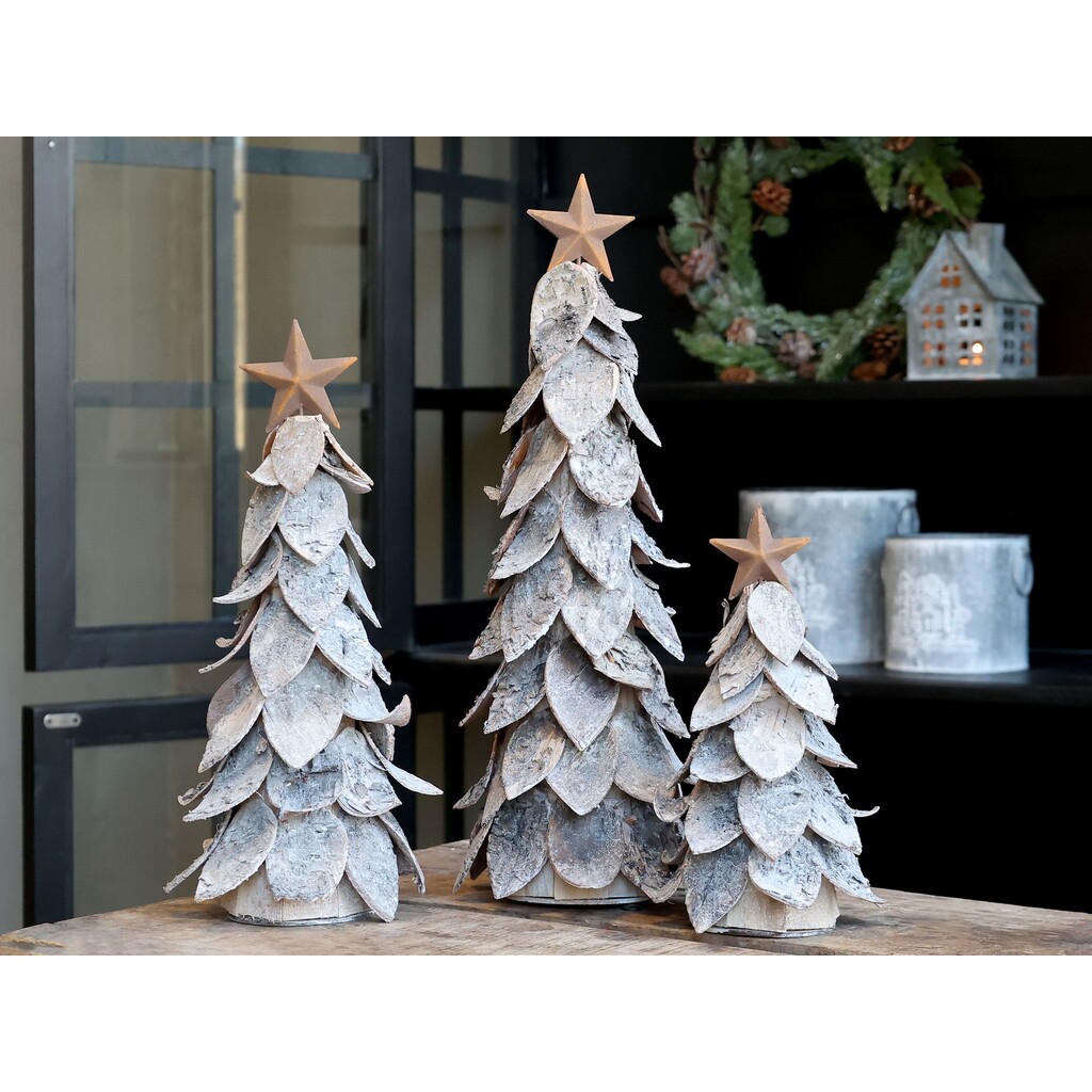 Deko Weihnachtsbaum aus Birkenrinde mit Stern