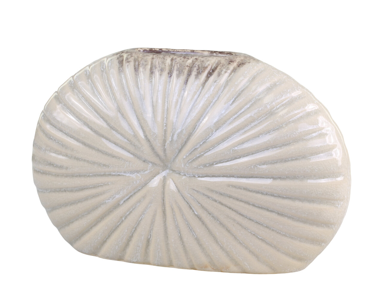 Flache Niort Vase mit Rillen