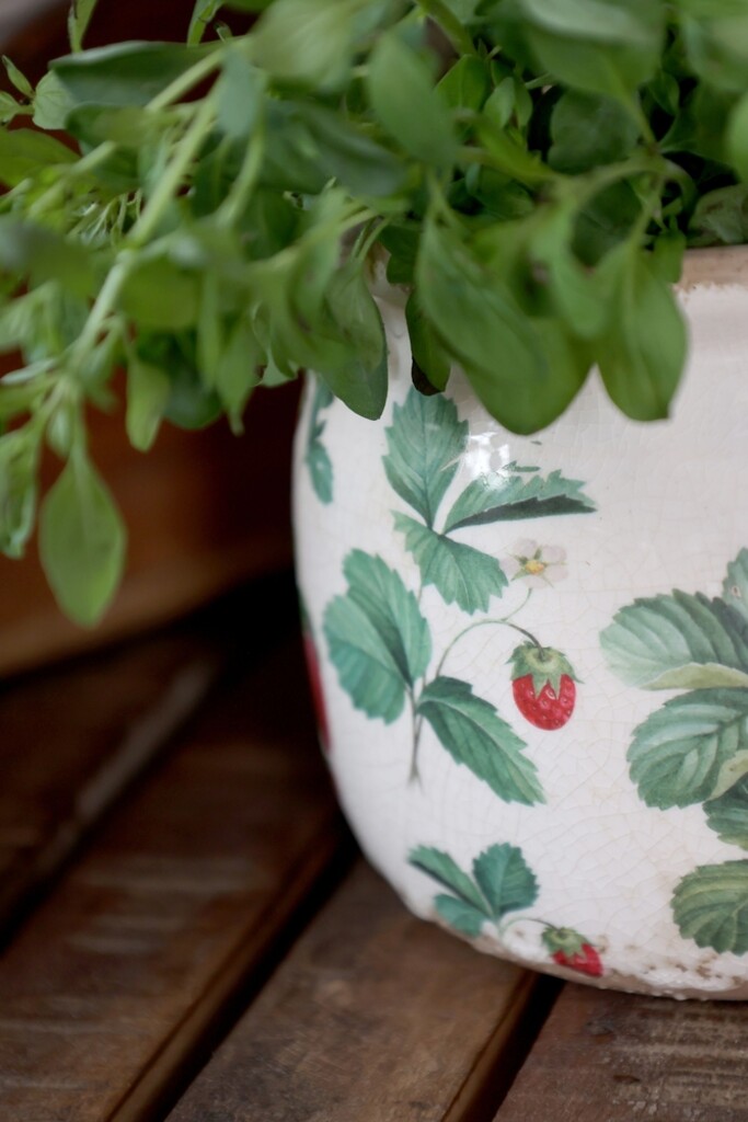 Chic Antique Übertopf Fraises – Keramik-Blumentopf mit Erdbeermuster