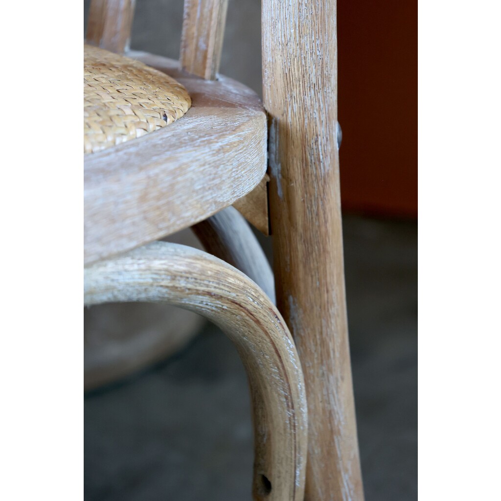Französische Esstischstuhl mit Geflechtsitz