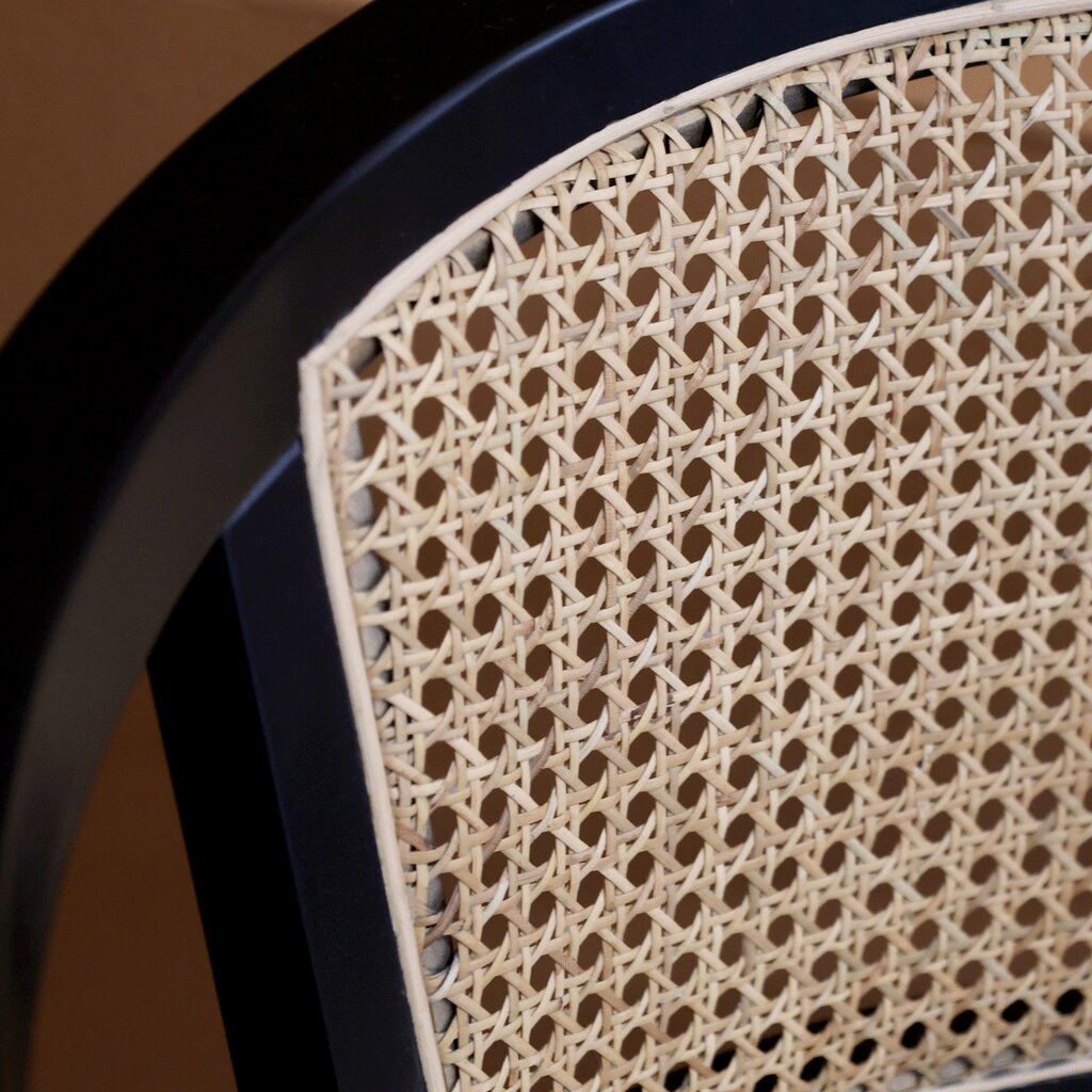 Französischer Bürostuhl mit Geflechtsitz