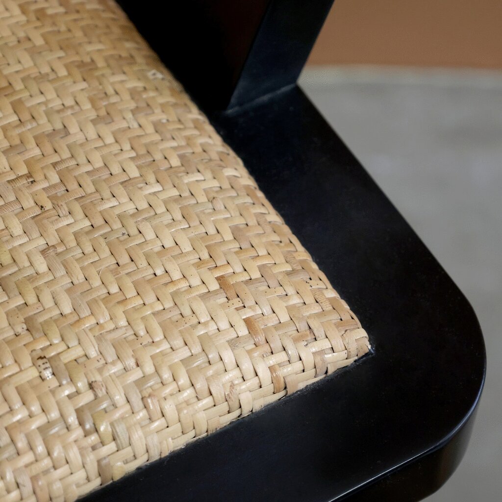 Französischer Bürostuhl mit Geflechtsitz