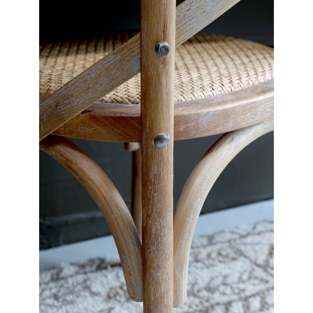 Französischer Esstischstuhl mit Geflechtsitz